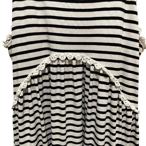 POL Babydoll Striped Crochet Trim Dress Black and White Women’s Size Small - Picture 4 of 9